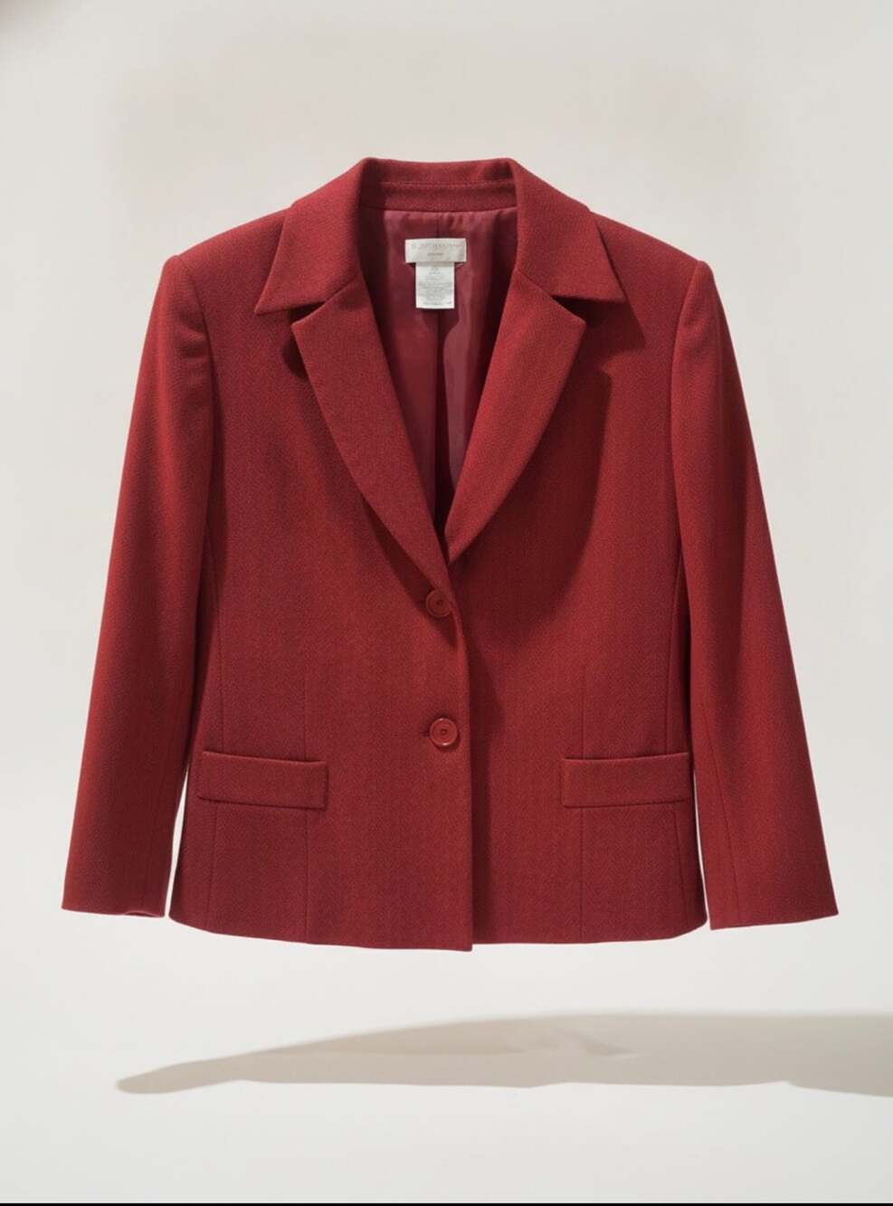 Worthington Petite Blazer Size 14P Red Herringbone Wool Blend